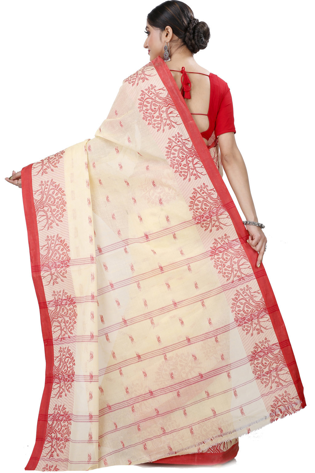 Cream Pure Cotton Somaya Tant Saree (1041)